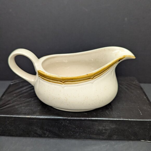 Crown Manor Handpainted Stoneware Desert Winds Pattern Brown Gravy Boat - Picture 4 of 7